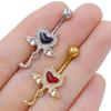 Anillos Sencillos de Corazón de Diablo para Ombligo Barra con Circonita para Piercing de Ombligo para Mujeres Anillo de Vientre Joyería Corporal de Playa Regalos