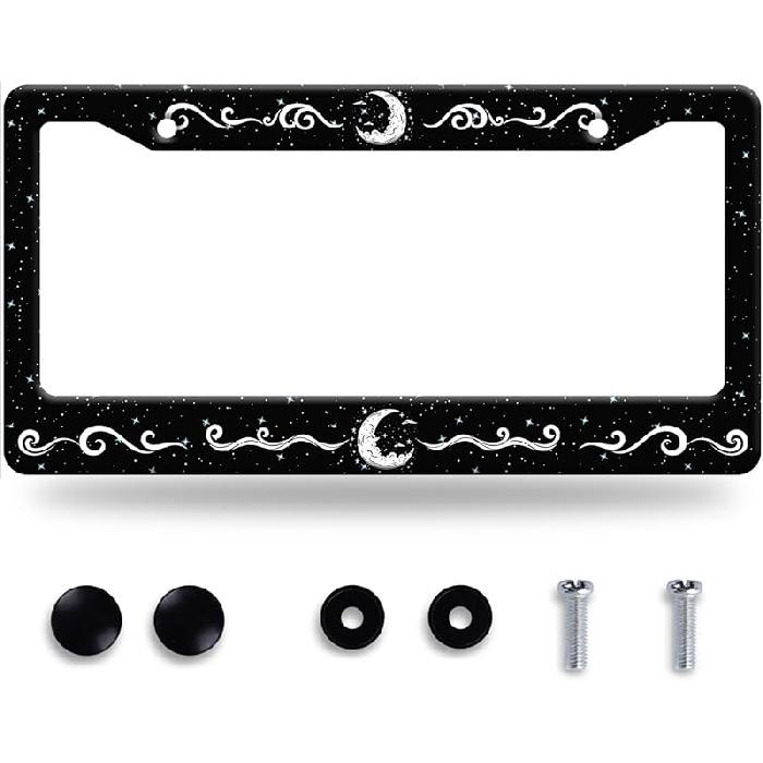 Grey Black American Flag License Plate Frame Vintage USA Flag License Plate Stainless Steel Funny License Plate Holder Patriotic Car Accessory Car