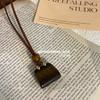 Retro Layered Tiger Eye Stone Pendant Necklaces for Girls Women Natural Stones Double-Layer Maillard Necklace Jewelry Gifts