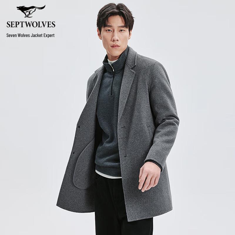SEPTWOLVES Men's Knitted Wool Blend Overcoat