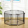8-Section Folding Dog Safety Gate, Self-Locking and Locking System, Black