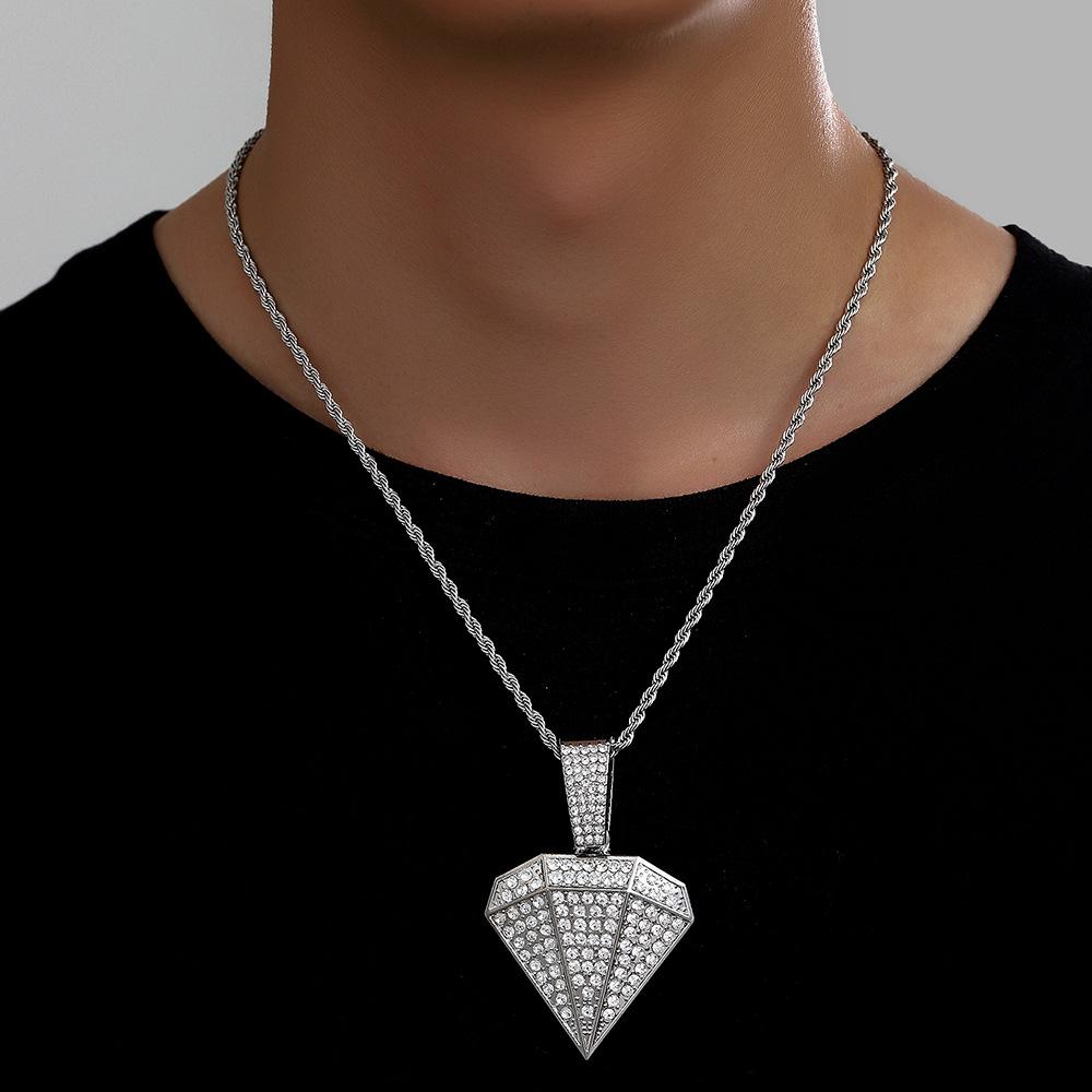 Full Diamond Alloy Pendant Hip Hop Men'S Necklace Personalized Simple Necklace