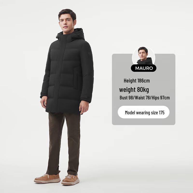 Tanboer Men's Mid-Length Hooded Down Jacket