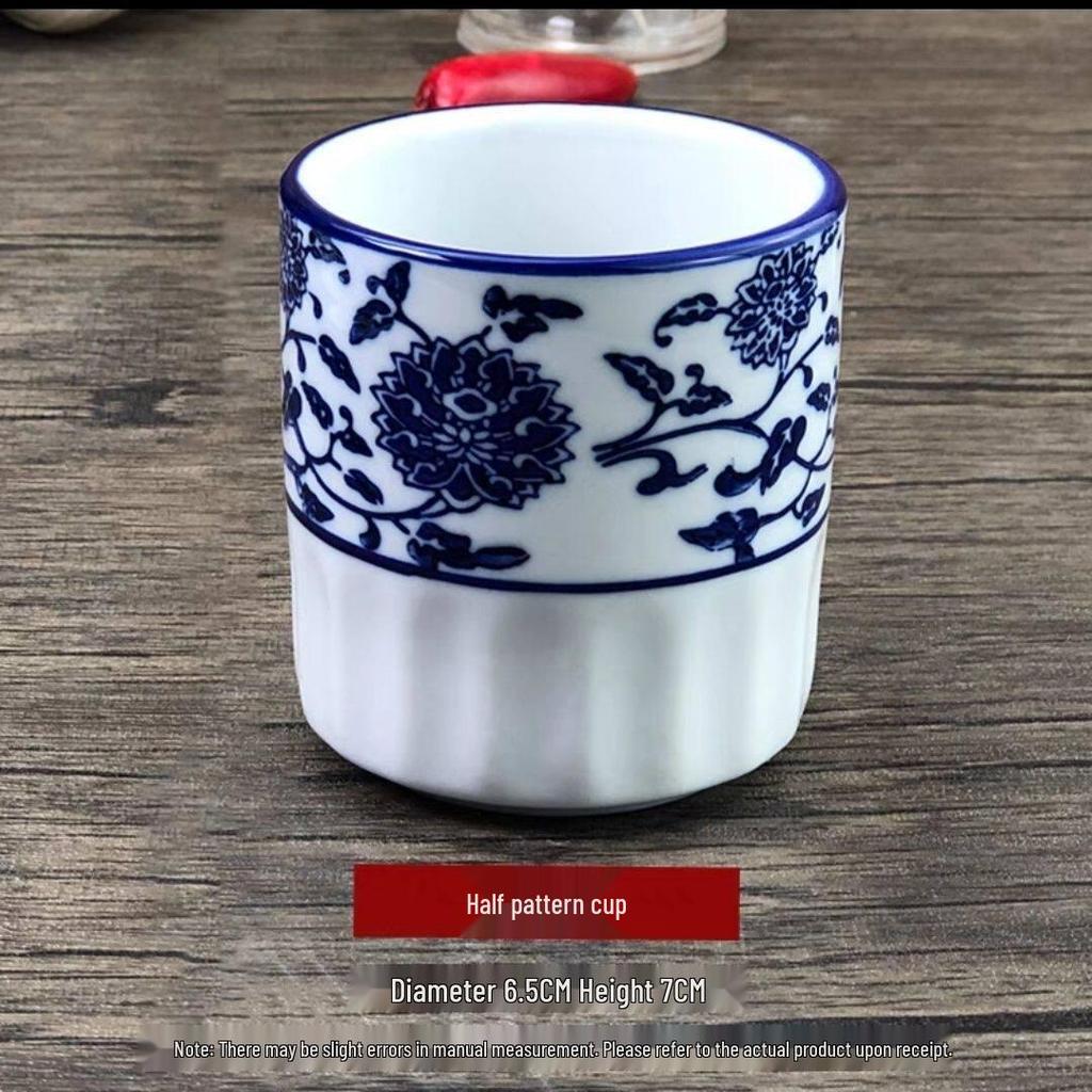 Blue and White Porcelain Winged Rice Bowl, Small Farmhouse Style Tableware, Oil Dish, Dipping Sauce Bowl.