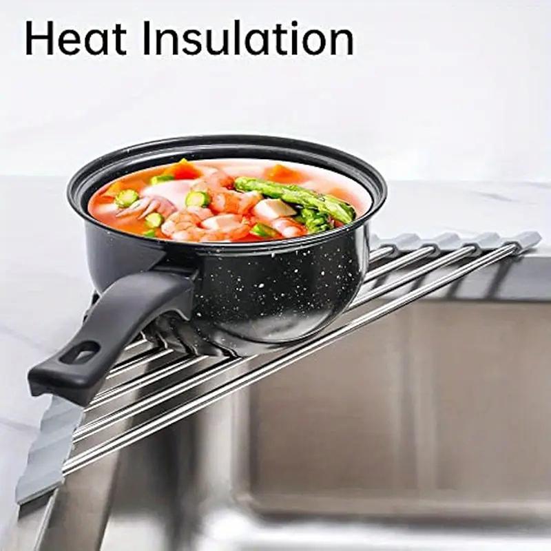 Roll Up Triangle Dish Drying Rack Kitchen Sink Organizer Corner Over The Sink Sponge Rag Holder Foldable Stainless Steel Drainer