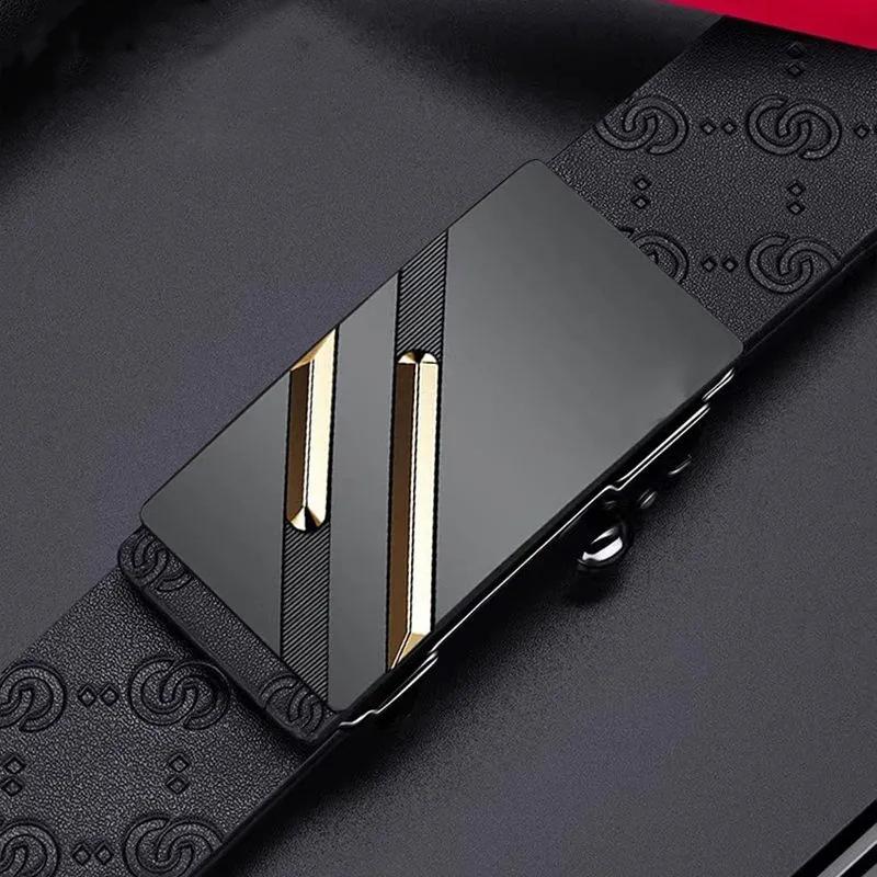 Belt Men'S High-End Leather Casual Business Simple Men'S Automatic Buckle Belt Cowhide Versatile Middle-Aged And Young People Belt
