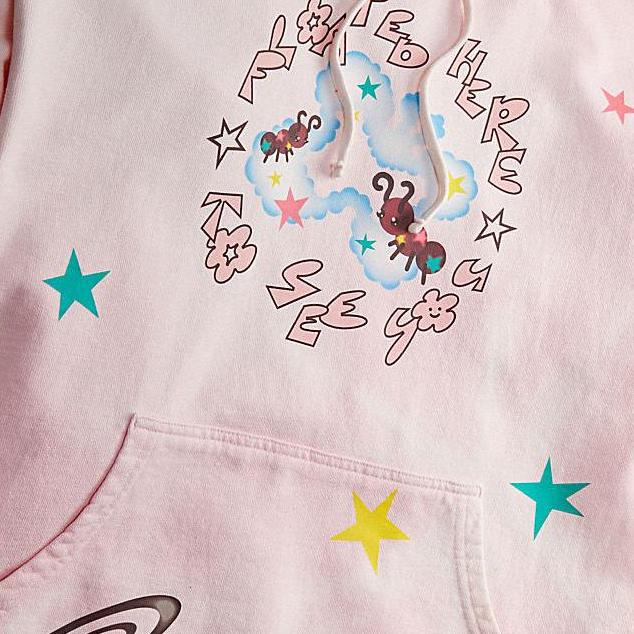 Coach Star Print Hooded Long Sleeve Sweatshirt Unisex Sweatshirt Light-Pink CN988-M05