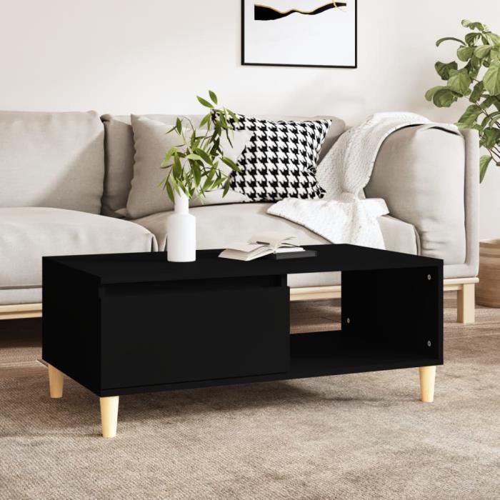 821045 vidaXL Table basse Noir 90x50x36,5 cm Bois d'ingénierie