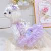 Fine Fashion Purple Lolita Princess Dress for Small Medium Dog Pet Dog Clothes Lace Print Bow Dress Yorkshire Poodle Puppy Skirt