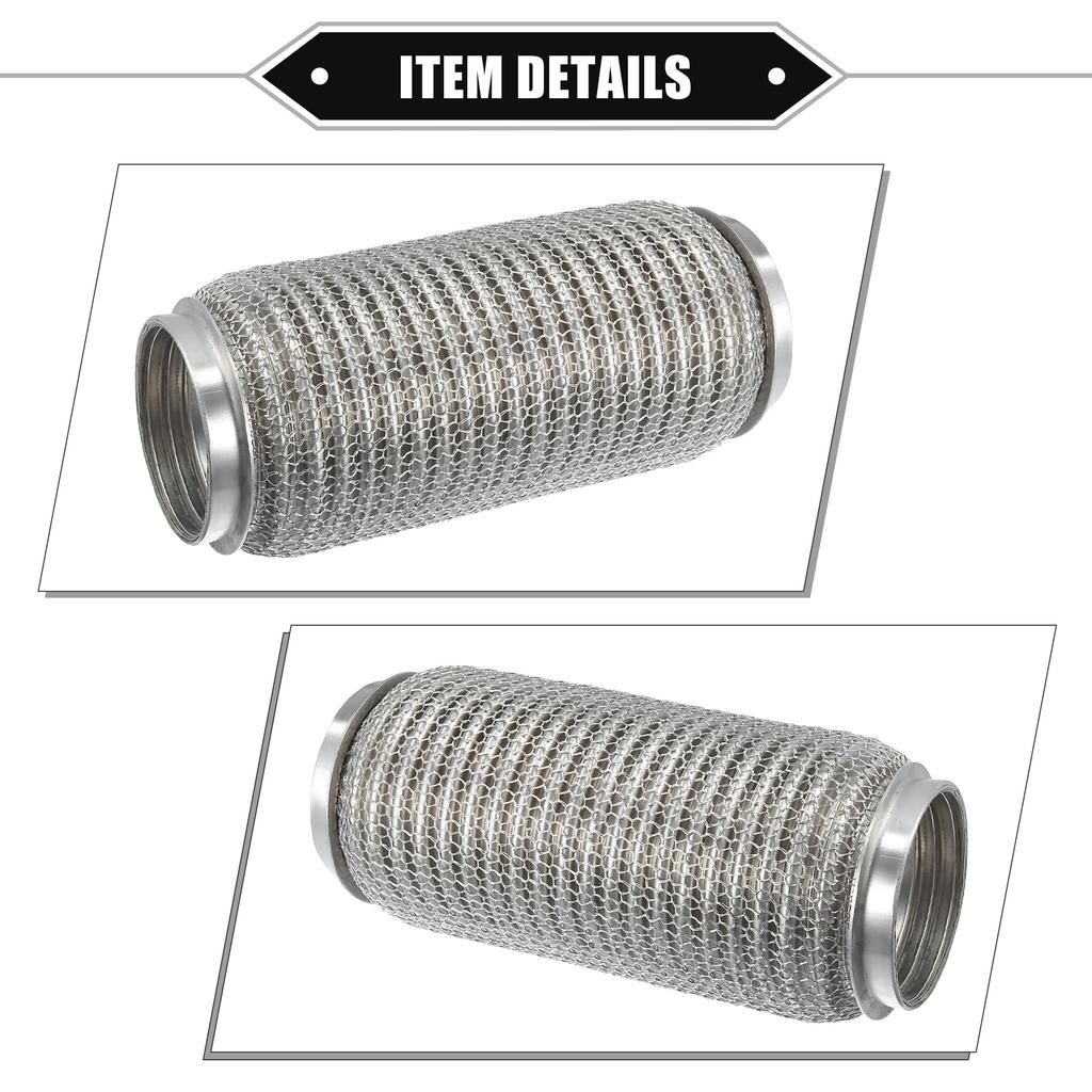 ABSOPRO Car Exhaust Flexible Exhaust Flex Connector Pipe Universal for Durable Stainless Silver Tone Pipe, 63x203mm, Bellows, Cars, Steel,
