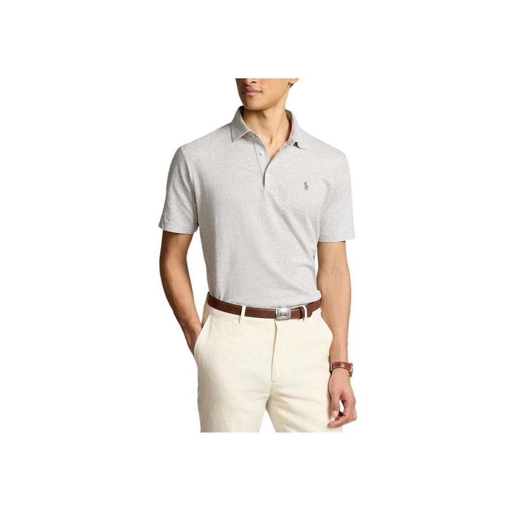 Polo Ralph Lauren SS24 Solid Color Small Pony Embroidered Casual Short Sleeve Polo Shirt Men Polo Shirts Gray MNPOKNI1N822686-020