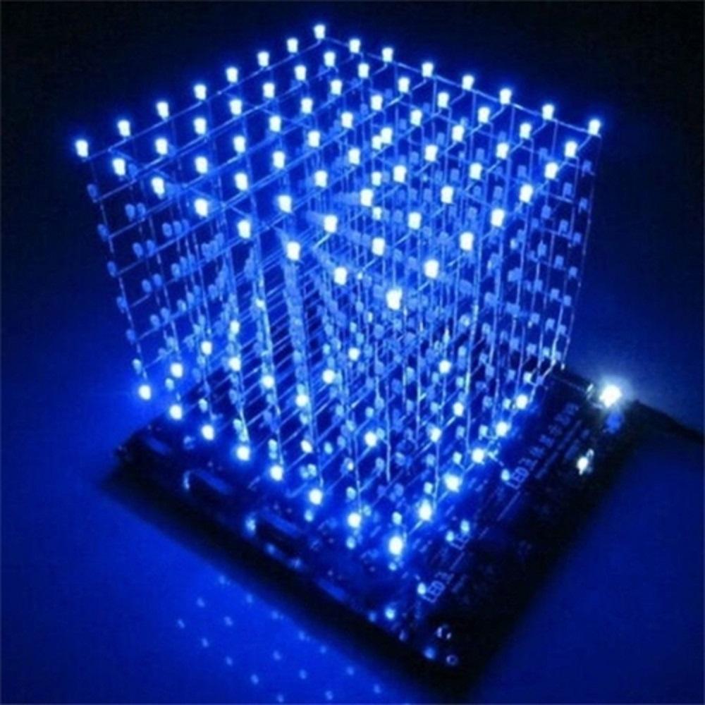 

3D 8x8x8 Color Light Cube DIY Kit 8x8x8mm Led Light Cube Parts Computer Music Spectrum Microcontroller Electronics DIY Maker Kit синій