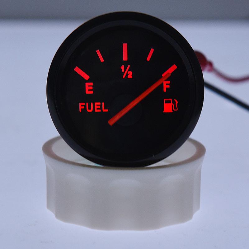 52MM Fuel Gauge with Fuel Level Sensor 125MM 175MM 225MM 275MM 0-190Ohm Sensor With Red Backlight Oil Tank Level Indicator