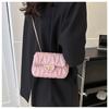 Faux Leather Quilted Chain Bag for Women, Minimalist Crossbody Square Purse, Soft Single Strap Shoulder Handbag KTB