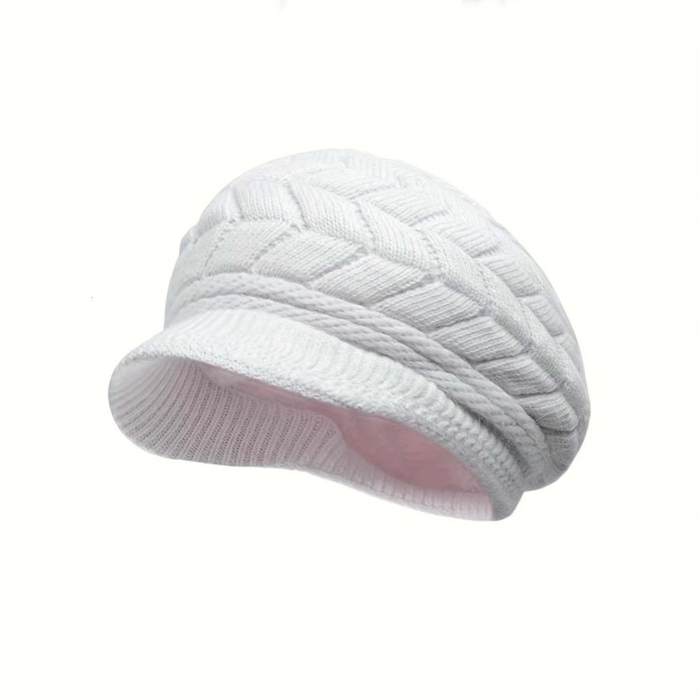 Winter Striper Knitted Cap Ear Protection Thicken Knit Hat Solid Color Women Beret Cap  Women Girls