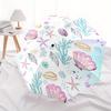 Seashell Pattern Automatic Folding Umbrella  Simple 8 Rib Design, Bright Cartoon Pattern, Durable Iron Frame, Suitable For Travel, Outdoor,