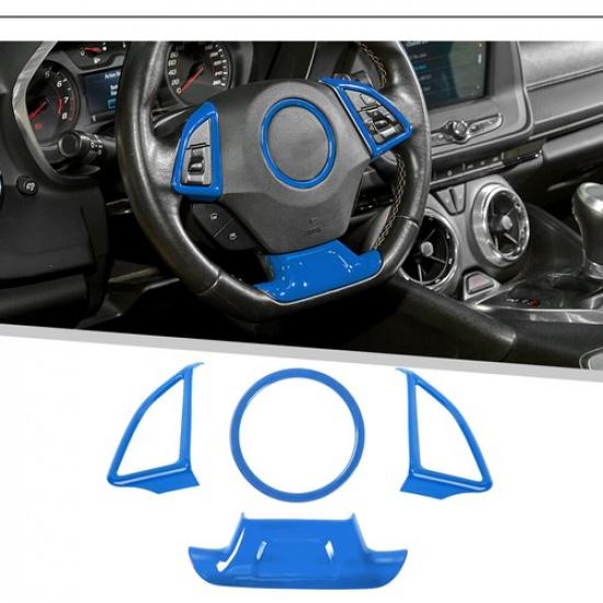 4pcs Blue Steering Wheel Cover Trim Decor For Chevrolet Camaro 2017+ Accessories