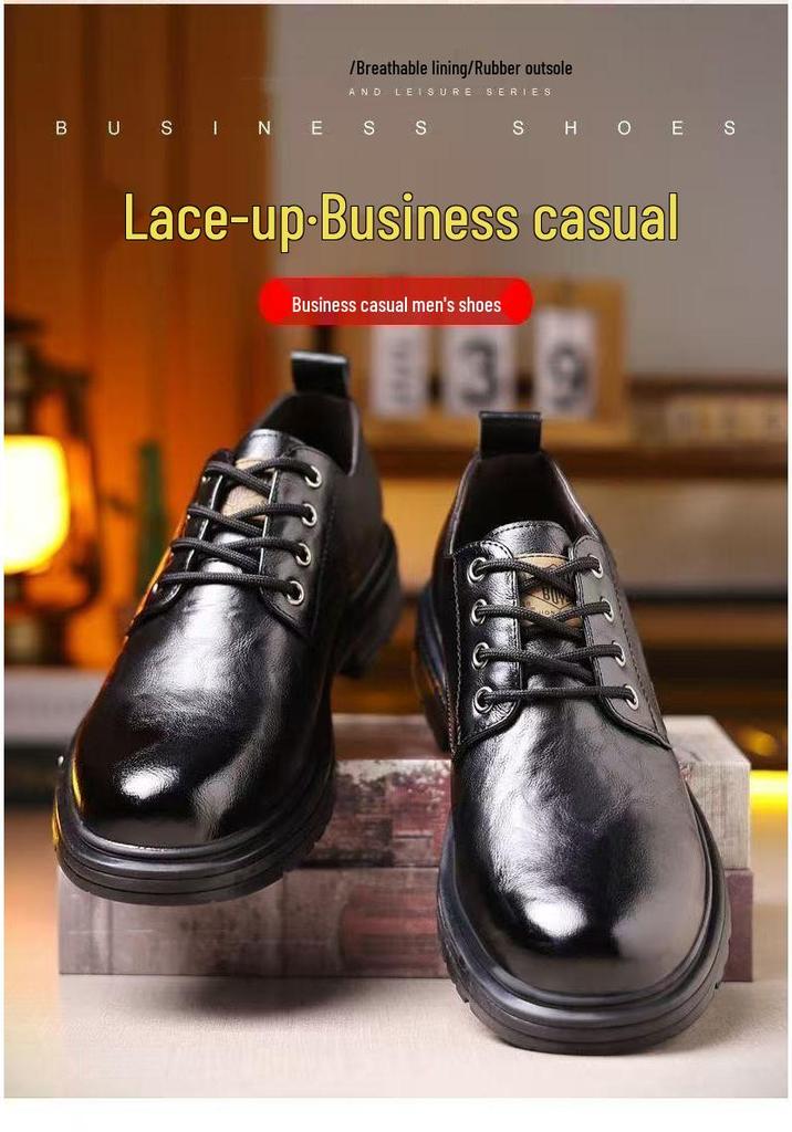 Men's Retro Leather Low-Top Martin Boots - British Style, Soft Sole, Big Toe Cap, Casual Business Shoes for Spring & Autumn.