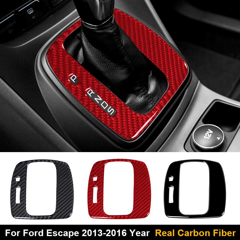 1PC Real Carbon Fiber For Ford Escape 2013 2014 2015 2016 Car Gear Shift Panel Frame Decoration Sticker Car Interior Accessories