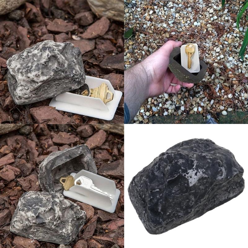 Outdoor Key Hider Decoration Key Storage Stone Key Holder Spare Key Box For Garden Porch Outdoor Use