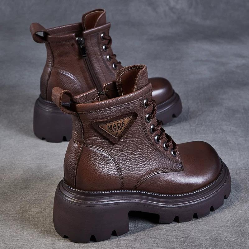 Martin boots women's new hole brown boots heightening women's boots thick-soled retro short boots British style