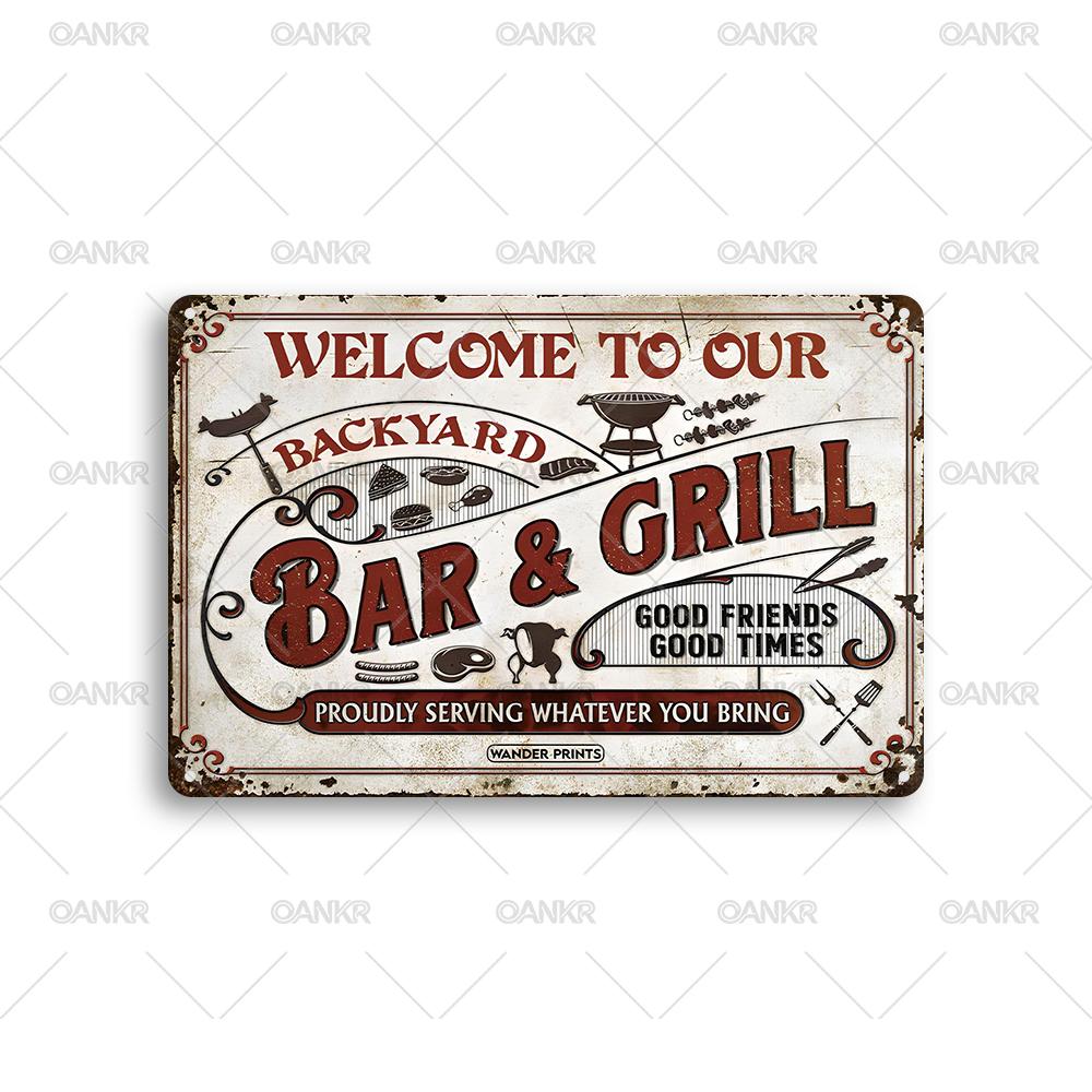 Vintage BBQ Rules Metal Poster Tin Sign Perfect Gift Retro Barbecue Art Poster Metal Signs for Backyard Bar Garden Wall Deocor
