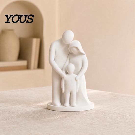 Minimalist Family Decor of 3 Figurine, 3D Printed Parents And Kids Statue, Office Desk Accessory Abstract Sculpture for Living Room