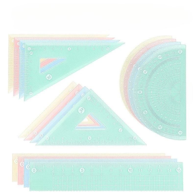 4pcs/set 20cm Straight Ruler Multi-functional Math Ruler Cute Aesthetic School Supplies Measuring Tools for Students Supplies