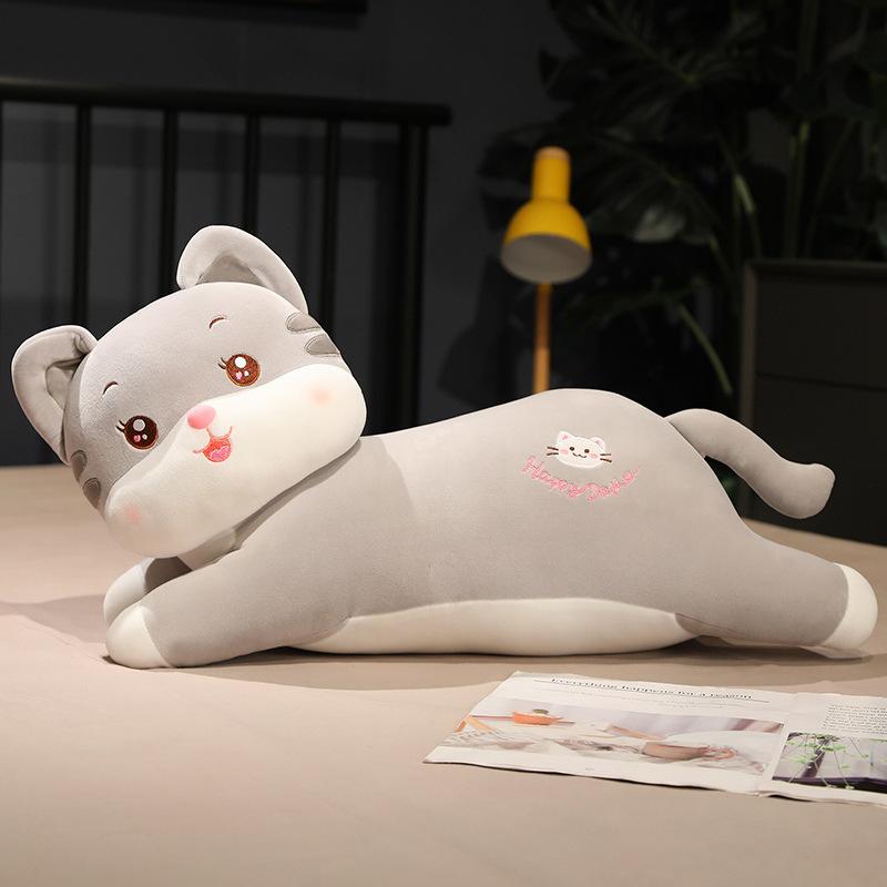 

Длинная подушка-обнимашка в виде кота, милая плюшевая игрушка-кот, мультяшная подушка для кровати, подушка для сна 60cm серый