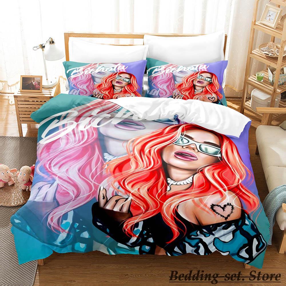 New Sexy Karol G Bedding Set Cartoon Anime three-piece Set Adult Kid Bedroom Duvetcover Sets 3D Kawaii Girls Karol G Bedding