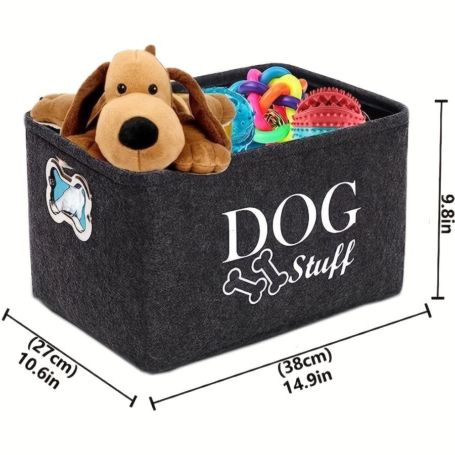 Pet Storage Box - Black Plush Durable Polyester No Assembly Toy Blanket Rope Organizer Basket Pet Chest Organizer