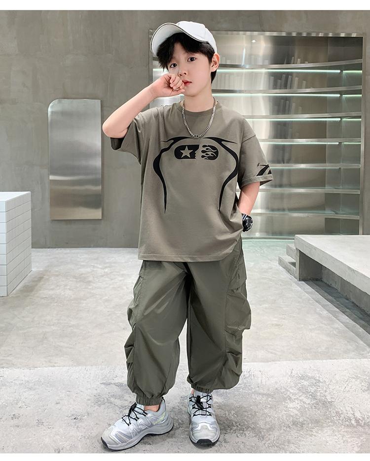 Boys' Summer Set 2026 New Children's Summer Dress, Medium and Large Children's Handsome and Fashionable Short sleeved Pants, Boys' Clothes Trendy