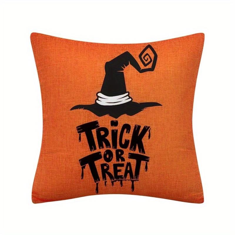Halloween Throw Pillow Covers Vintage Style Decorative Cushion Cases, Woven Zippered Pillowcases Trick Or Treat