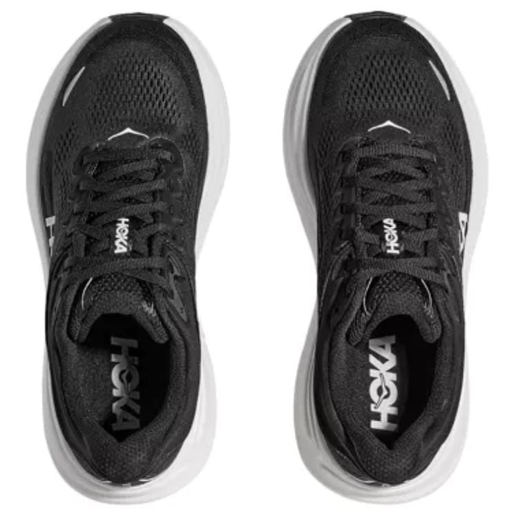 HOKA One One Bondi 9 Low Top Casual Running Shoes Men's Black Wide Fit 1162013-BWHT
