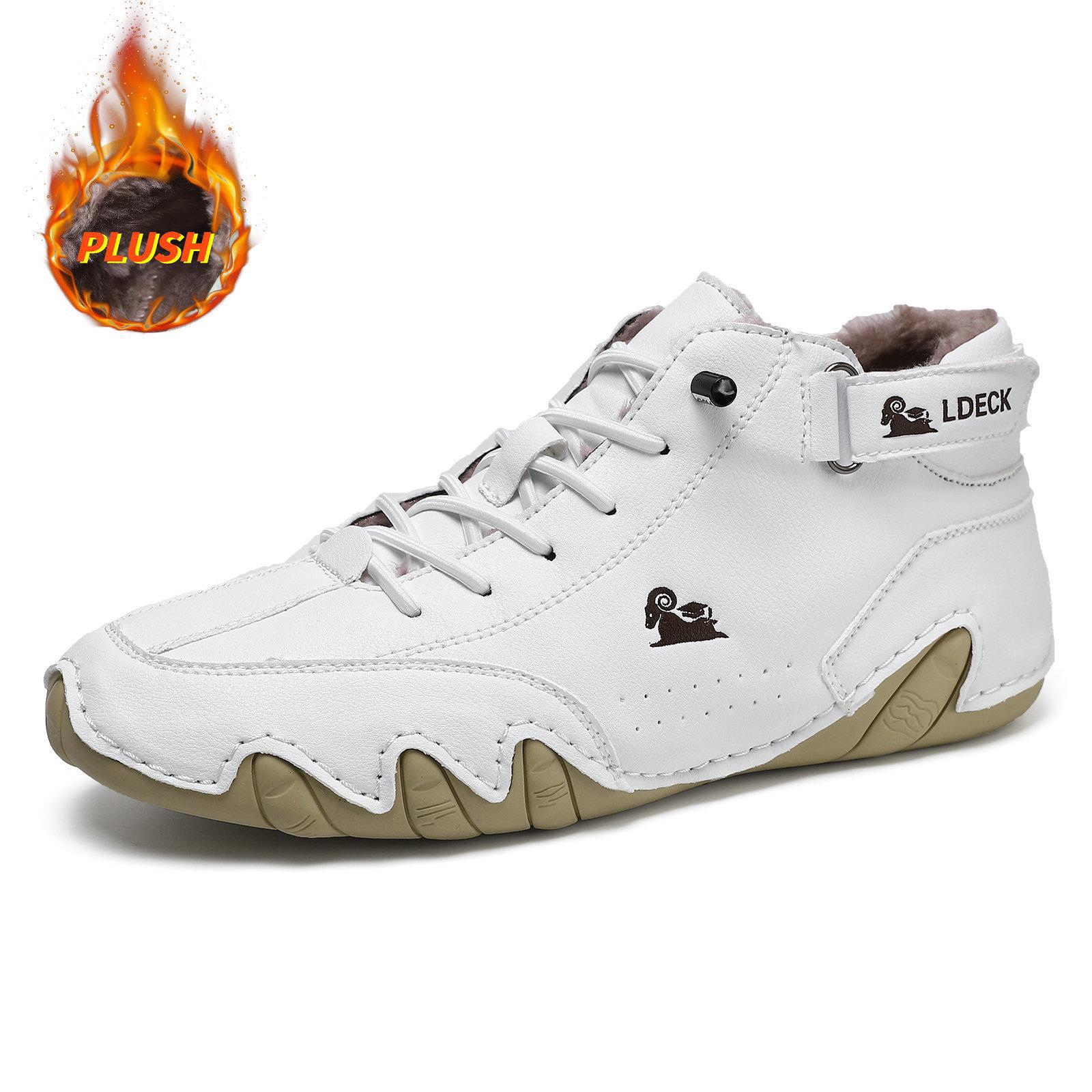 

Мужские зимние ботинки Martin Plus Velvet - большой размер, теплый хлопок, высокие спортивные повседневные туфли F8008M, 43 белый