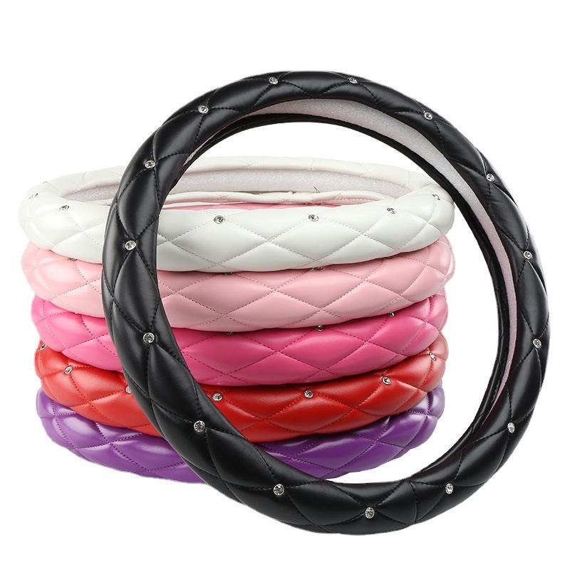For Toyota Ford Tesla Automotive Parts Brand Diameter 38-40cm Universal Leather Designer Steering Wheel Cover 38cm чёрный