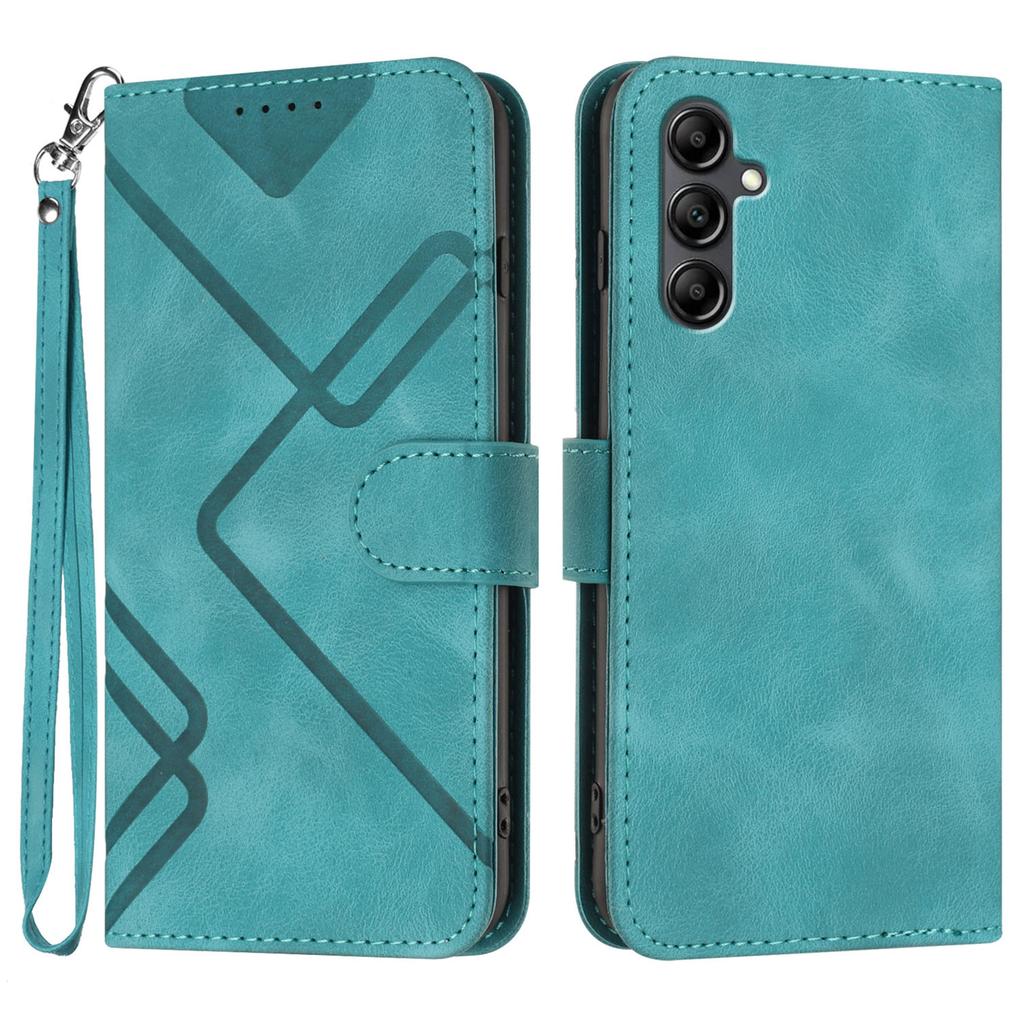 For Samsung Galaxy A17 Wallet Case Line Imprinted PU Leather Phone Cover with Strap