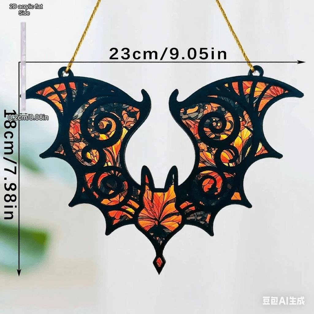 1 Stück Acryl-Fledermaus-Hängedekoration Buntglas-Effekt Gotisch Halloween Fensterdekoration Bunter Sonnensammler, Vier Jahreszeiten Dekoration