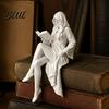 Small Shelf Sitting Decoration 3D Printed Ghost Girl Reading Statue Elegant Faceless