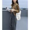 Womens Retro Brown Denim Short Jacket Loose Fit Stand Collar Utility Workwear Top 2026 Winter
