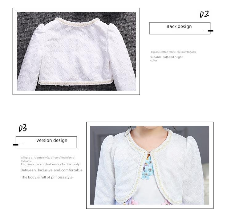 2020 Children's Lace Pearl Shawl Waistcoat, Long Sleeve Princess Jacket for Girls