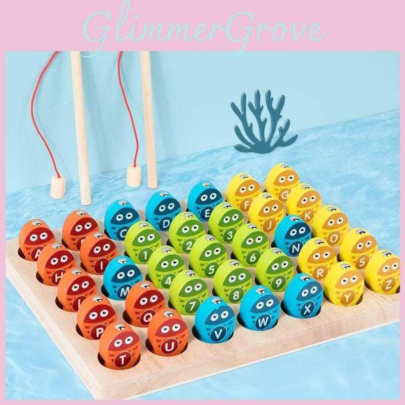 Fishing Wooden Magnetic Puzzle Numbers Letters Educational Toy For Learning Kids