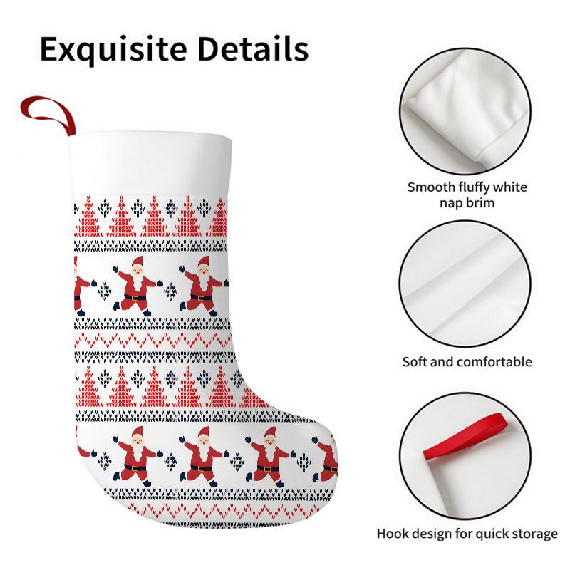 Christmas decoration fireplace hanging stockingChristmas Stockings 1pc 45.72 cm, Festive Knitted Santa Red Bla