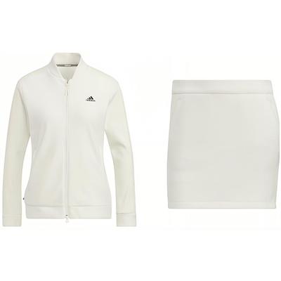 Veste de Sport de Golf Logo Couleur Unie Coupe Slim Ensemble Jupe Veste Femme Blanc HG8273