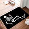 Creative Skeleton Printing Non Slip Small Rug Waterproof Easy Clean Floor Mat for Indoor Outdoor Use Durable Home Decor Novelty