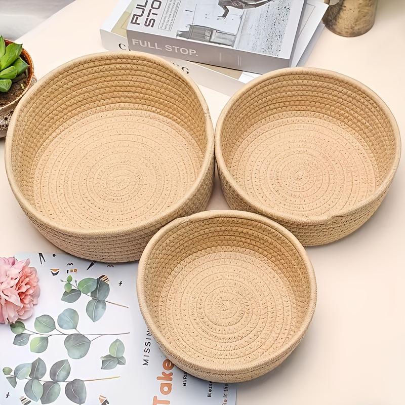 Cesta Redonda de Cuerda de Algodón Tejida para Almacenamiento y Lavandería