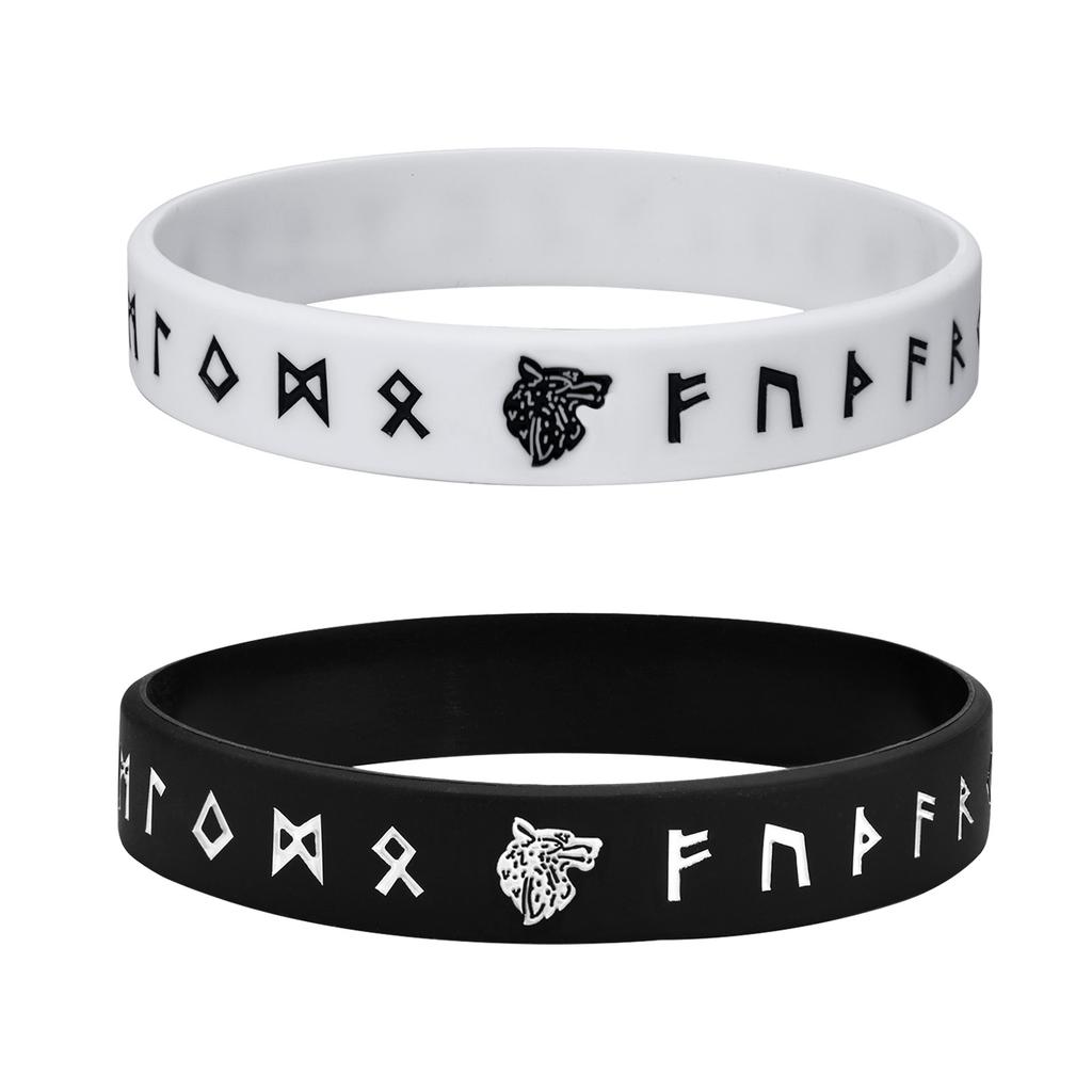 Vnox 12mm Silicone Bracelet for Men, Soft Rubber Silicone Wristband, Nordic Viking Compass Rune Almut Bangle Set