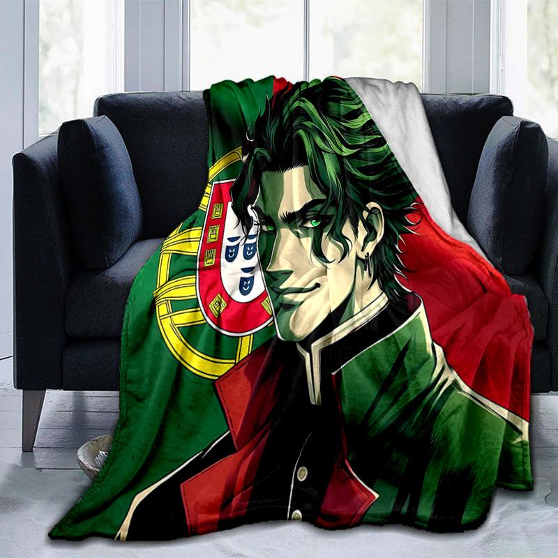 1pc Portuguese Flag Hero Flannel Blanket Soft Warm Throw Blanket for Bedroom Living Room Bed Travel Camping Picnic Gift. MT71501159