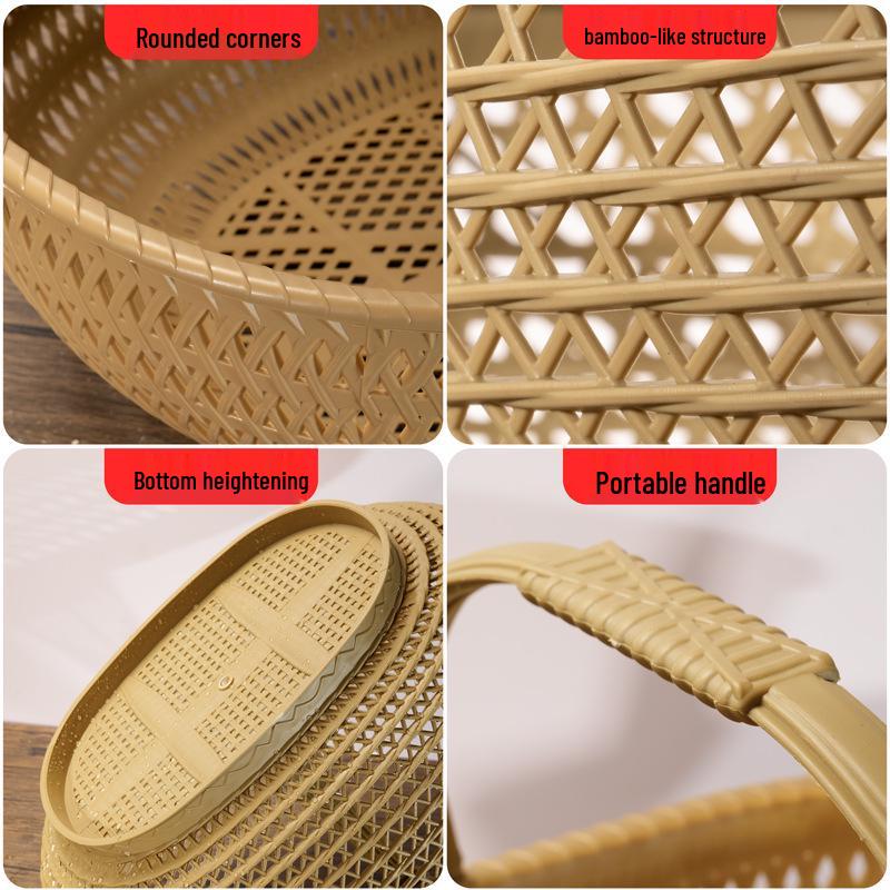 Imitation Bamboo Handheld Fruit & Veggie Basket for Outdoor Use