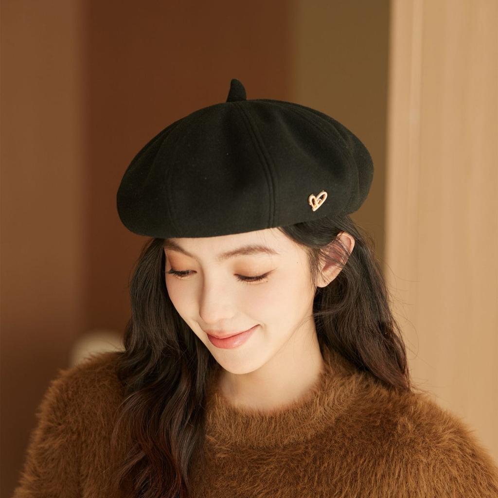 Beret Women's Spring and Autumn New Brown Painter Hat Autumn and Winter Star Anise Hat